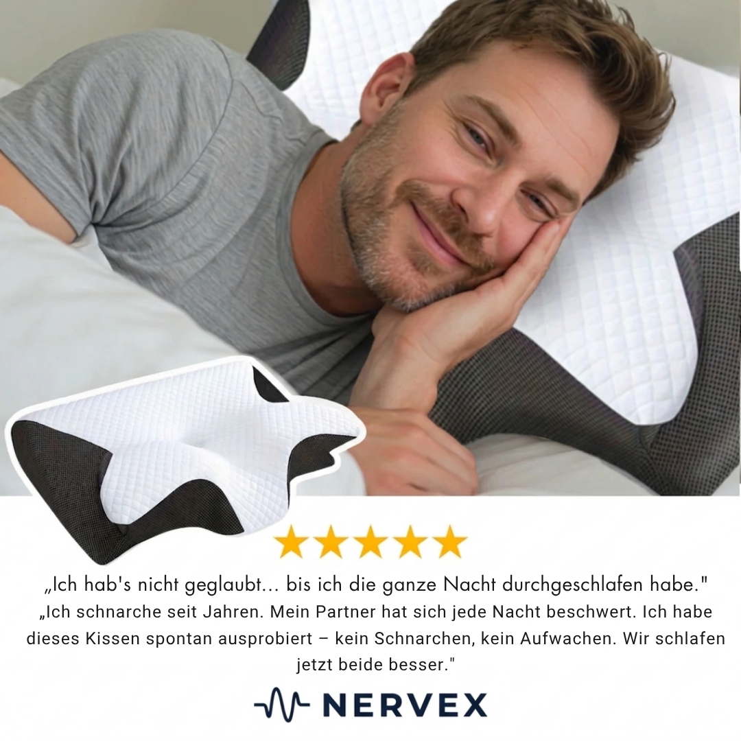 NeuroSleep™ Pro – Das einzige Kissen, das speziell dafür entwickelt wurde, Ihre Atemwege offen zu halten und perfekt mit NeuroAir harmoniert.